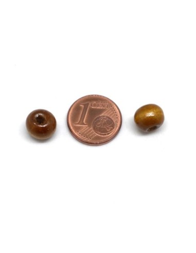 Perle ronde 8mm en bois marron caramel pas chère