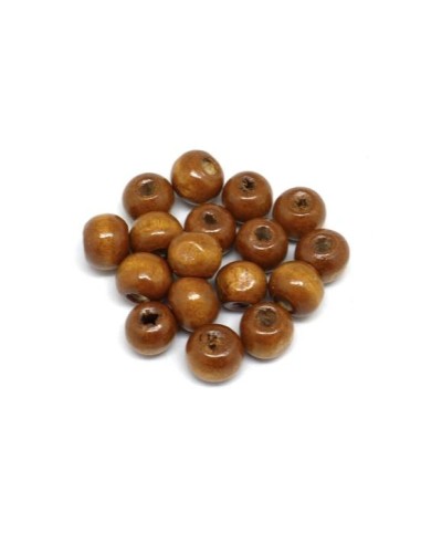 Perle ronde marron 8mm en bois pour collier ethnique