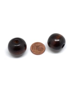 Grosse perle ronde 20mm en bois marron foncé 2