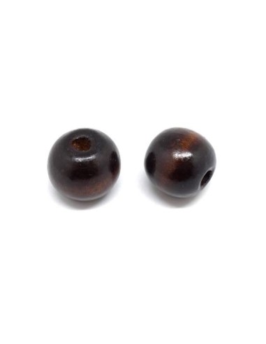 Grosse perle bois pas chère ronde 20mm marron foncé