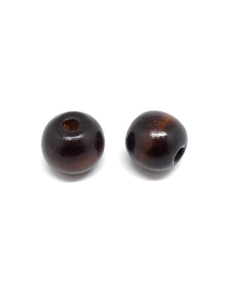 Grosse perle bois pas chère ronde 20mm marron foncé