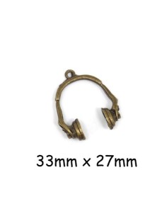 Pendentif écouteur bronze en métal vintage