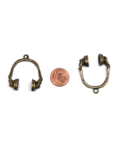 Breloque écouteur musique bronze en métal 