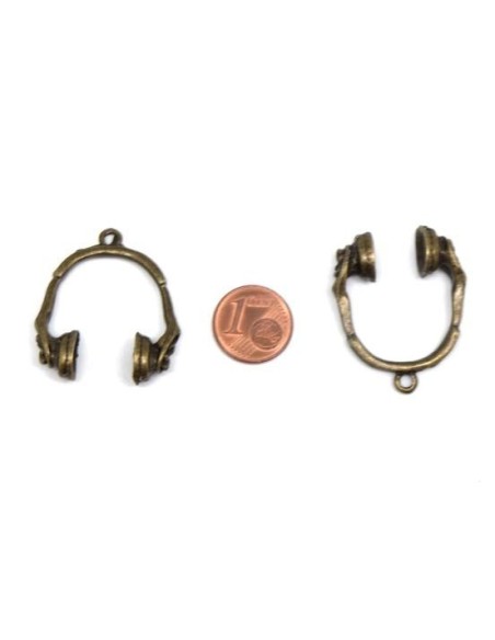 Breloque écouteur musique bronze en métal 