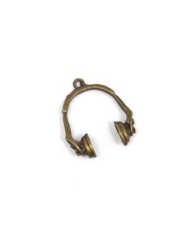 Pendentif casque écouteur bronze en métal pas cher