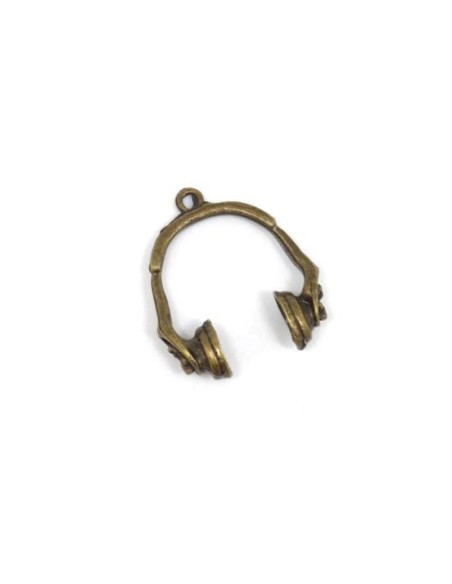 Pendentif casque écouteur bronze en métal pas cher