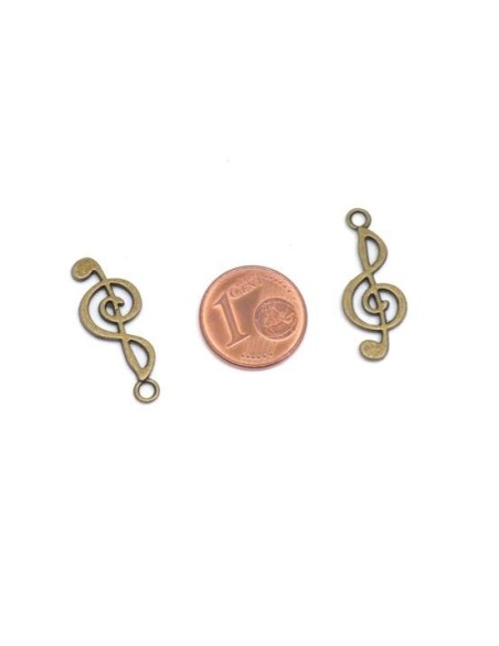 Pendentif clé de sol bronze en métal pas cher