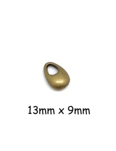 Breloque galet, goutte bronze en métal 13mm