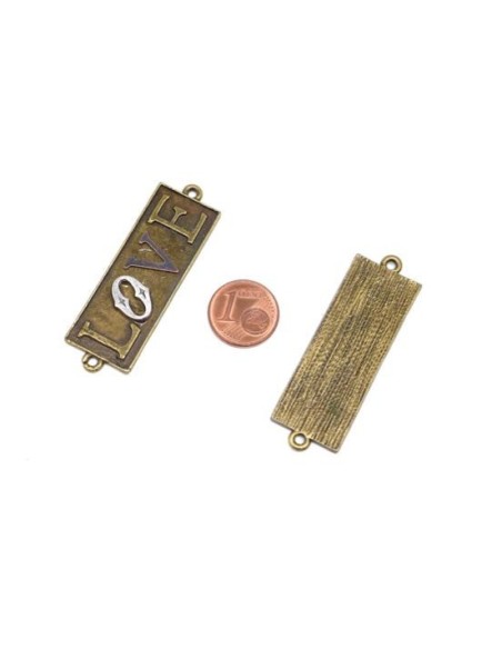 Connecteur plaque Love bronze en métal pas cher Connecteur plaque Love bronze en métal pas cher