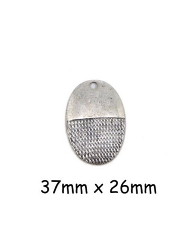 Pendentif ovale en métal argenté pas cher