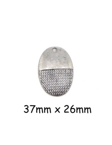 Pendentif ovale en métal argenté pas cher