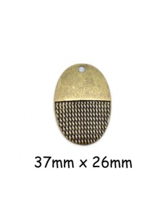 Pendentif ovale bronze en métal lisse et texturé