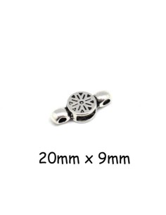 Perle passant multirang pour lanière cuir 6mm et 2 cordons 2mm en métal argenté