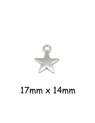 Breloque étoile argenté en métal 14mm