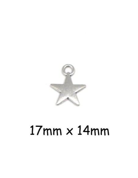 Breloque étoile argenté en métal 14mm Breloque étoile argenté en métal 14mm