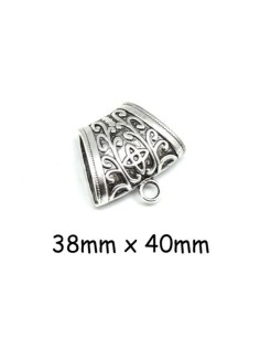 Grand support breloque bélière pour foulard en métal argenté style ethnique