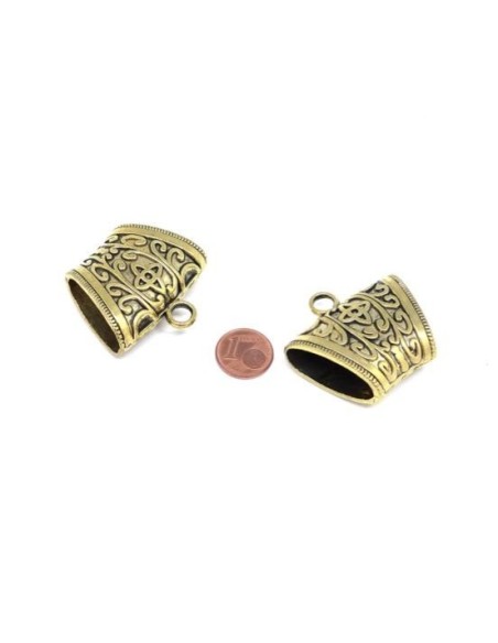 Support breloque XXL en métal doré motif ethnique