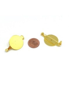 Support broche rond doré 20mm pour cabochon 2