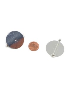 Support broche plateau rond 30mm en métal argenté pour création bijoux 2