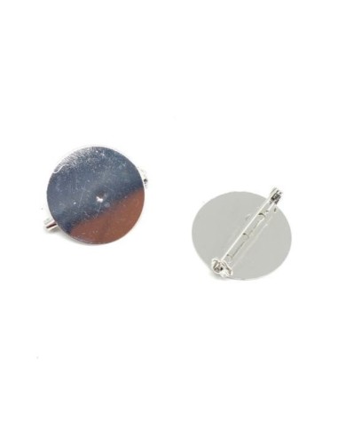 Porte broche pas cher pour cabochon de 30mm argenté