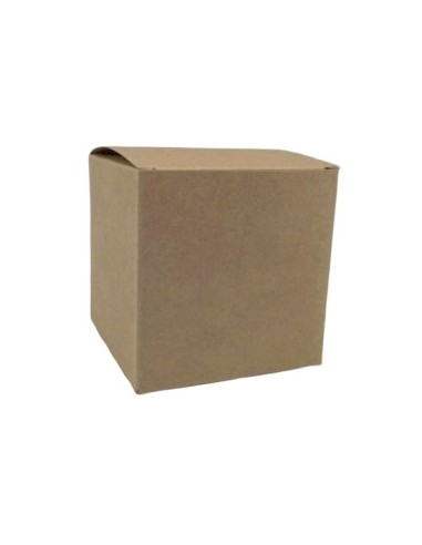 Boite cube en cartonnette kraft uni marron havane