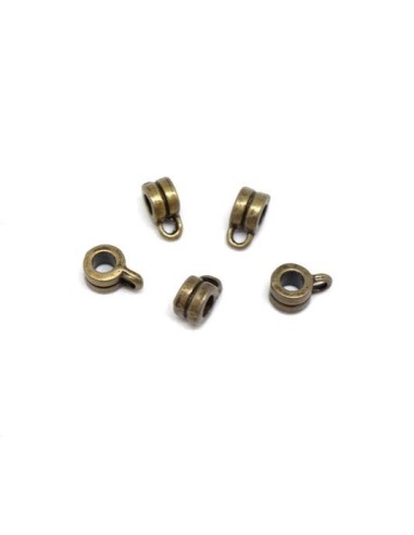 Support breloque bronze en métal strié pour cordon cuir 3mm pas cher