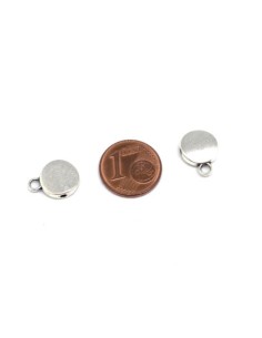 Bélière disque argenté en métal pour cordon cuir 1,5mm 2