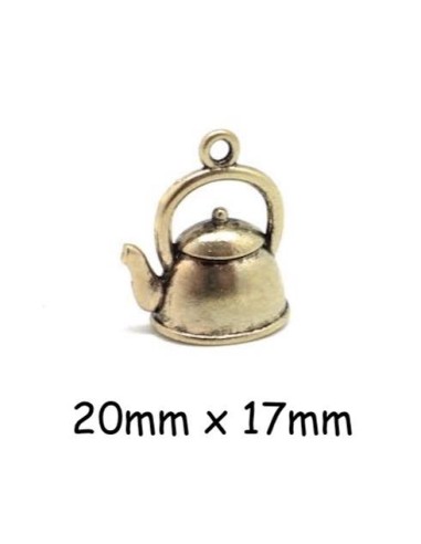 Breloque théière doré pâle en métal pour bijoux ou vitrine miniature