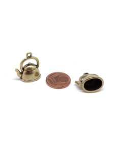 Breloque théière doré pâle en métal pour bijoux ou vitrine miniature 2