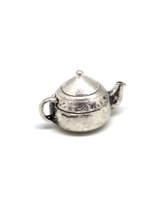 Breloque théière en métal argenté vieilli pour maison de poupées  2