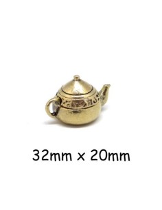 Breloque théière doré pâle en métal argenté pour création DIY maison miniature