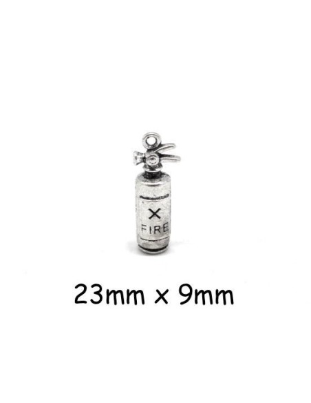 Breloque extincteur en métal argenté pas chère