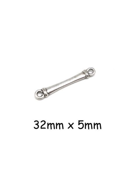 Perle connecteur tige argenté lisse en métal