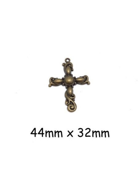 Pendentif croix style baroque bronze en métal Pendentif croix style baroque bronze en métal