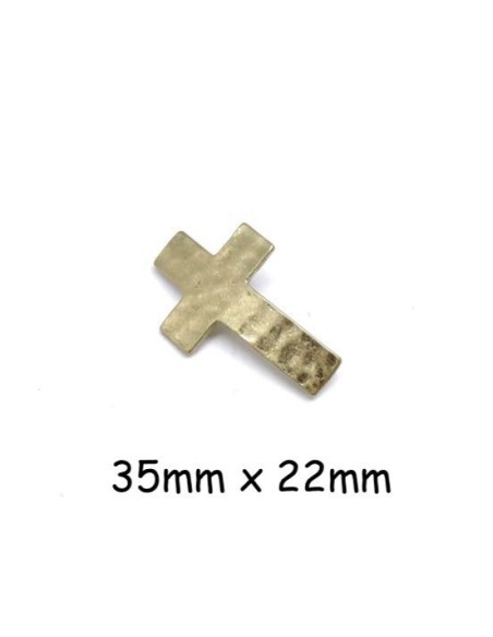 Perle de jonction Croix doré pâle en métal martelé pas chère Perle de jonction Croix doré pâle en métal martelé pas chère