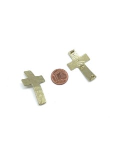 Perle de jonction Croix doré pâle en métal martelé pas chère 2