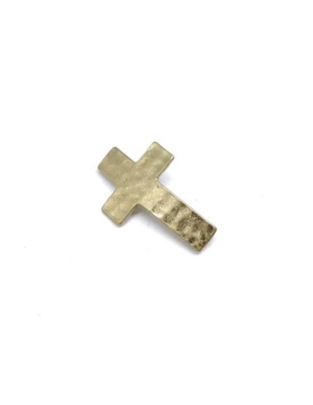 Perle Croix doré pâle en métal martelé pas chère Perle Croix doré pâle en métal martelé pas chère