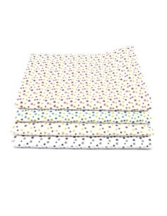 Tissu coton motif étoiles marron, jaune moutarde et beige sur fond blanc - vendu au mètre 2