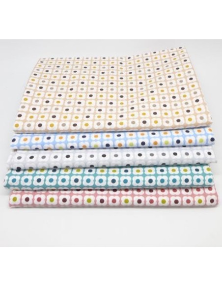 Tissu à fleur rouge et vert anis pour création tote bag