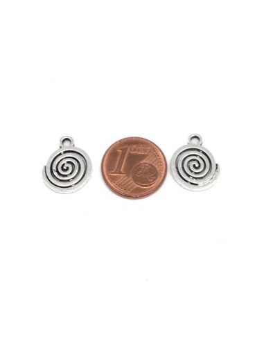 Pendentif rond spirale argenté pas cher
