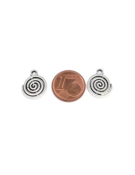 Pendentif rond spirale argenté pas cher