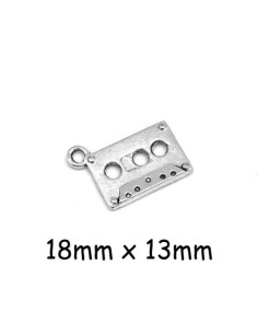 Breloque cassette audio argenté en métal style vintage pas chère