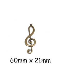 Pendentif pas cher note de musique, clé de sol bronze en métal