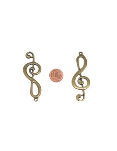 Pendentif pas cher note de musique, clé de sol bronze en métal 2