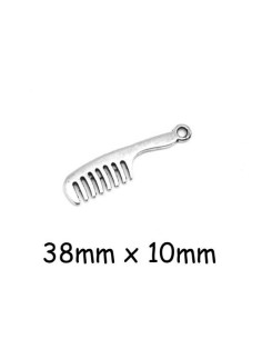 Breloque peigne argenté en métal pour création DIY