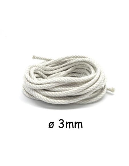 Cordon tressé polyester 3mm beige et écru pour sweat à capuche