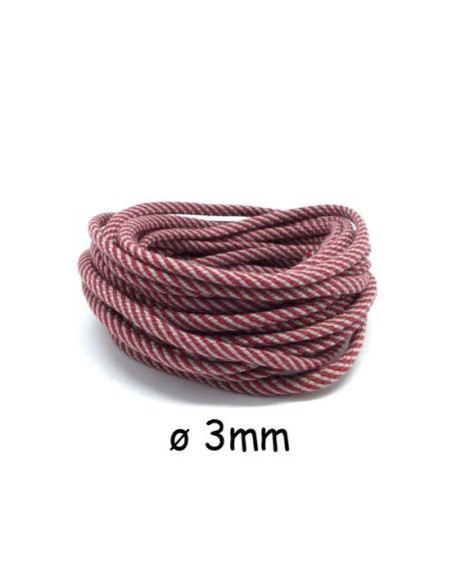  Cordelière tressée en polyester 3mm rouge bordeaux et gris pour couture