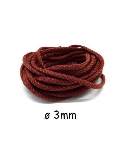 Cordon tressé en polyester marron et orange rouille 3mm