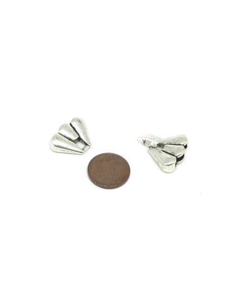 Fermoir à clip pour lanière, lacet, cordon style fleur en métal argenté