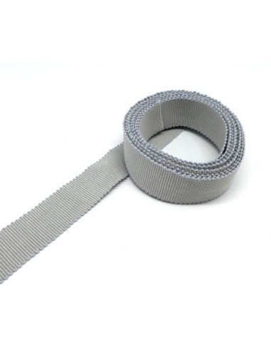 Ruban gros grain tradition gris perle 20mm en coton fabrication française